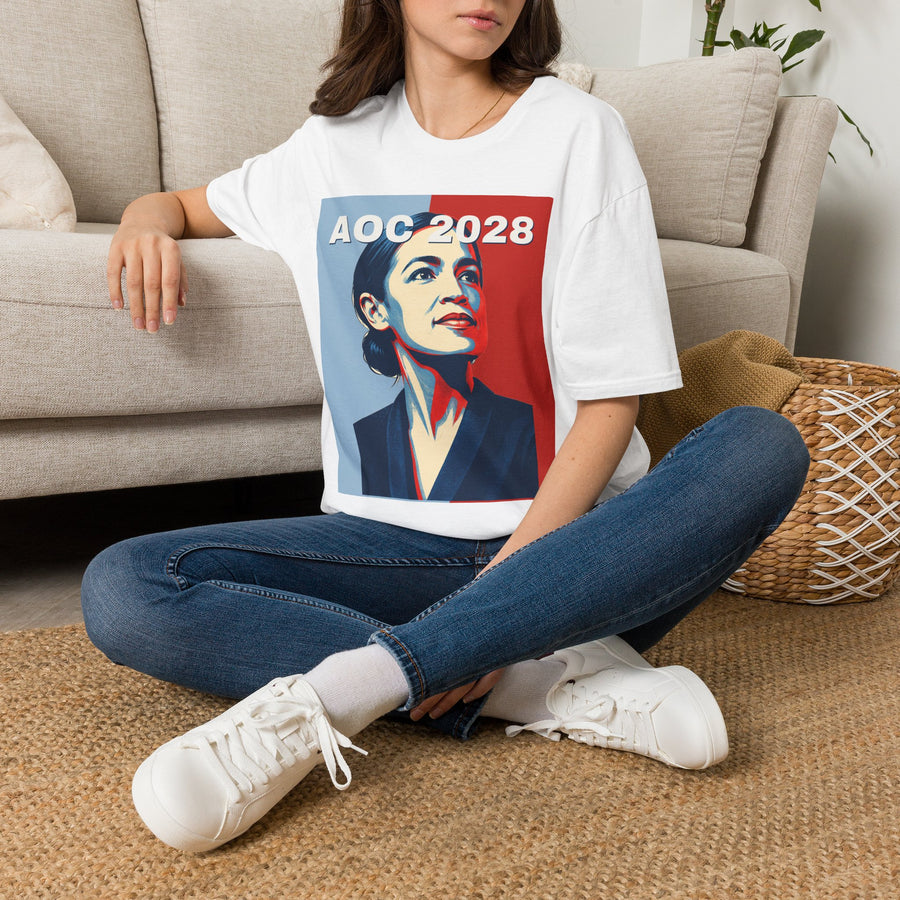 AOC 2028 Shirt, Alexandria Ocasio-Cortez T-Shirt,  Campaign Poster Political Tee, Vote Blue Democrat Progressive Gift, Anti-Trump Resist