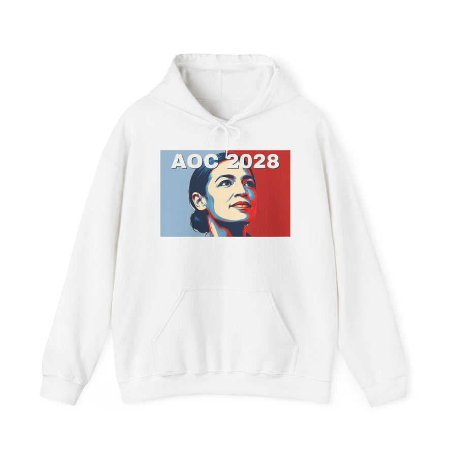 AOC 2028 Hoodie, Alexandria Ocasio-Cortez Sweatshirt, Retro Campaign Poster Political Hoodie, Vote Blue Democrat Liberal Anti-Trump Gift
