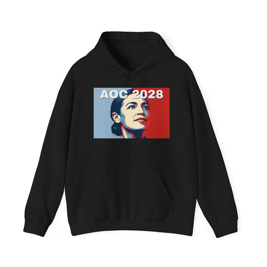 AOC 2028 Hoodie, Alexandria Ocasio-Cortez Sweatshirt, Political Hoodie, Vote Blue Democrat Liberal Anti-Trump Gift