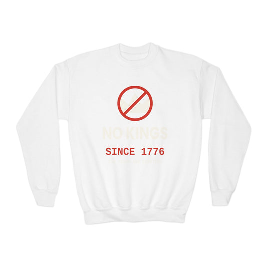 No Kings Since 1776 Youth Crewneck Sweatshirt | Revolutionary Graphic - Left 4 Left